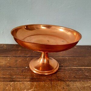 Vtg Shallow Copper Pedestal Catch-all Trinket Dish 6" Boho Farmhouse Whimsygoth